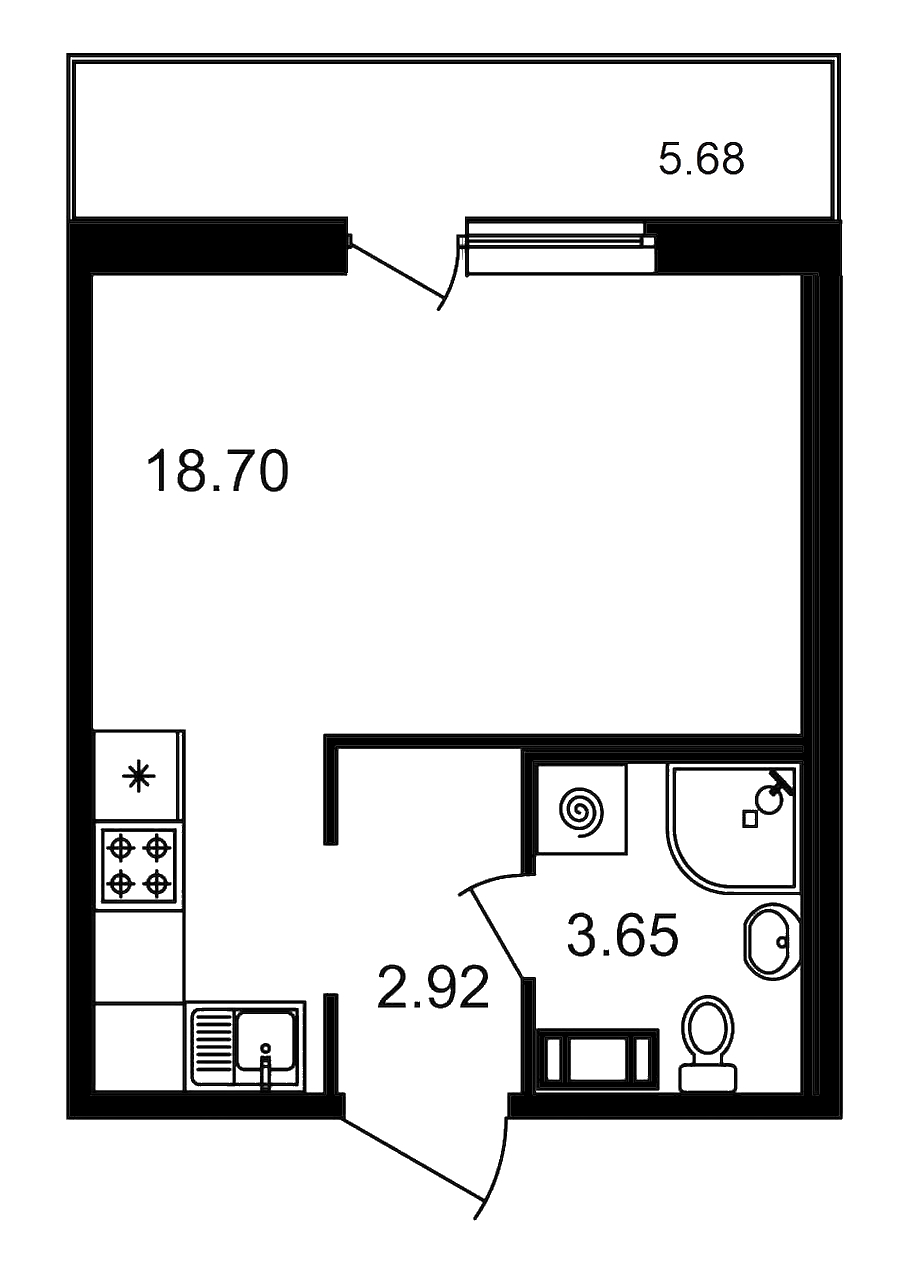 Квартира студия 25.27 м², 8/15 эт., ЖК «Новые горизонты»